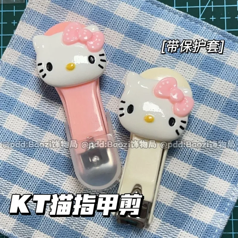 Anime Sanrio Hello Kitty cartoon cute girly heart student portable nail clipper stainless steel nail clipper gift wholesale