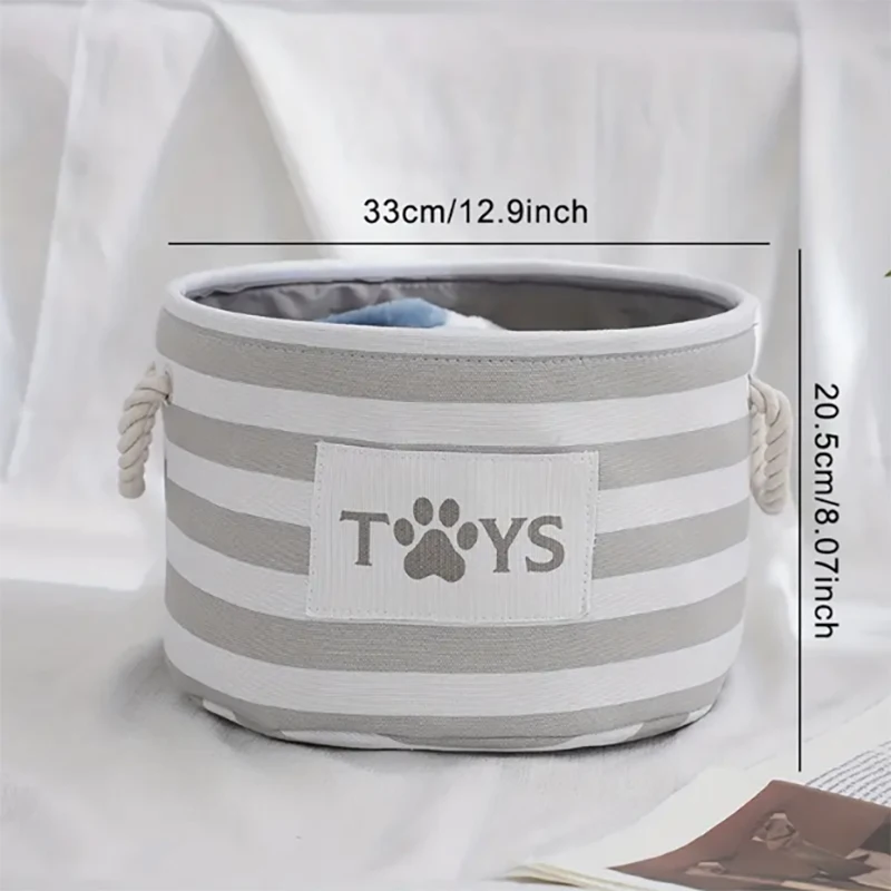 1 Pc Stylish and Durable Pet Toy Basket, Storage Frame with Rope Handle- Perfect Storage Solution for Dog Toys and Accessories