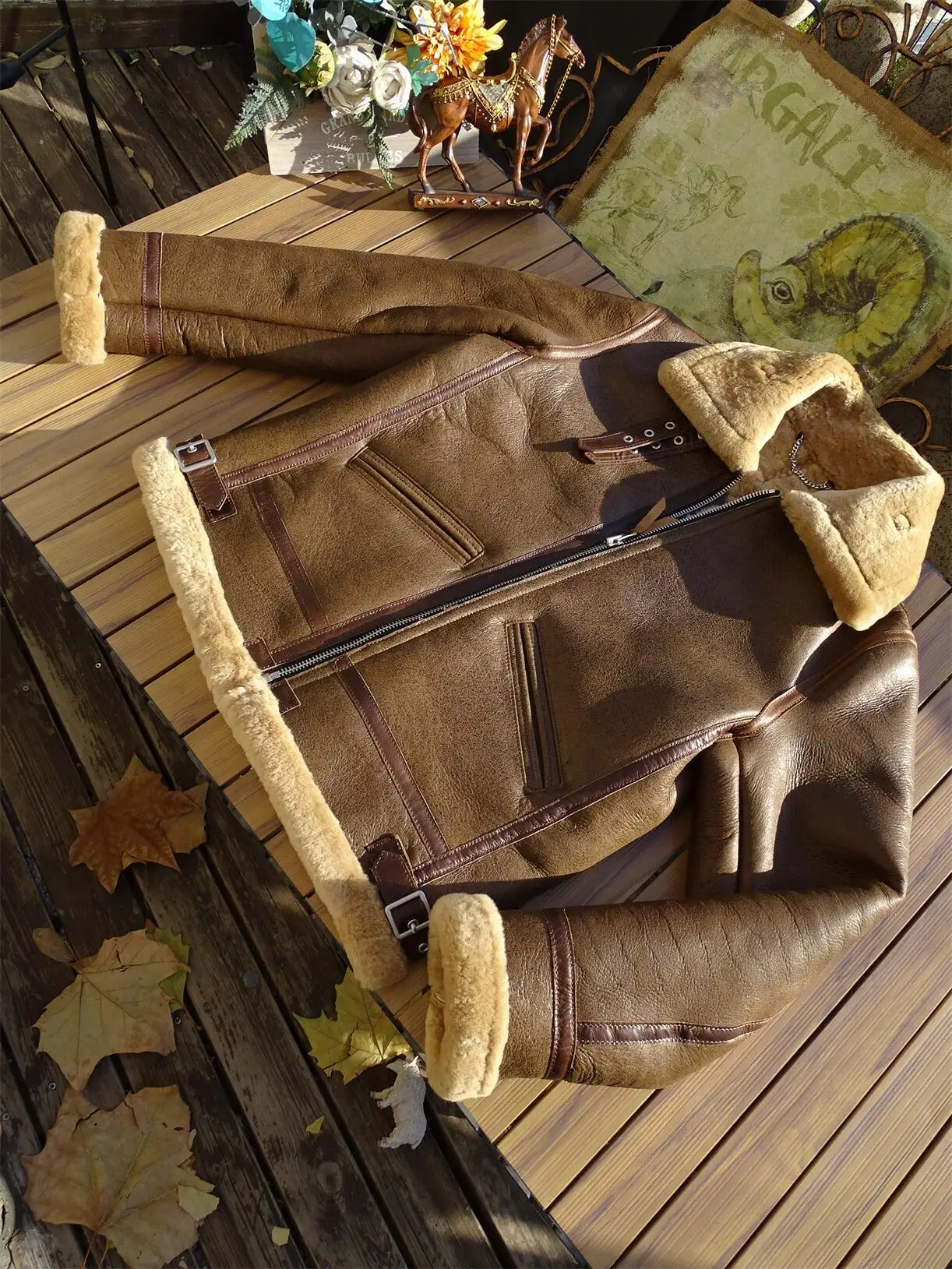 

Мужская винтажная куртка-бомбер из овечьей овчины Tailor Brando Turkey Original B3 из натурального меха