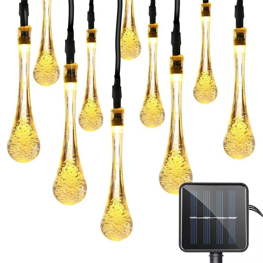 Creative Outdoor Solar Raindrop String Lights Waterproof 7M 50LEDs Garland Fairy Lights For Wedding Party Christmas Garden Decor