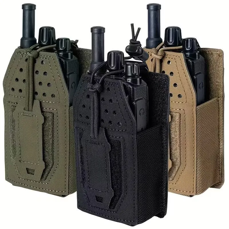 Portable MOLLE Radio Pouch for Walkie Talkie Open Top Quick Release Interphone Holder Bag Communication Gear for Hiking Camping