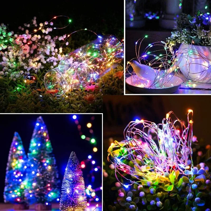 Guirnalda de luces solares para exteriores, decoración de alambre de cobre, luces de hadas navideñas impermeables para jardín, Patio y boda, 400LED,