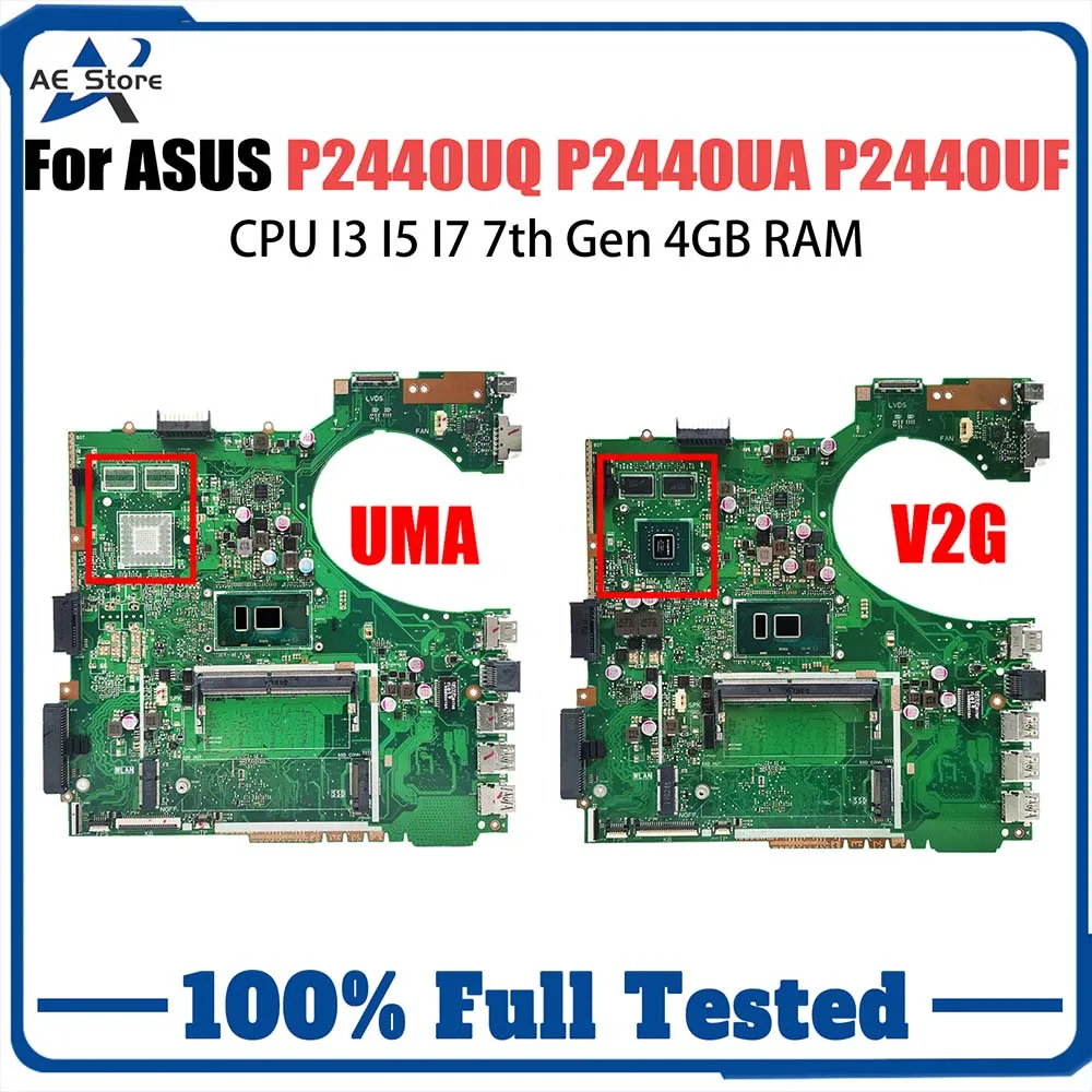 

P2440U Notebook Mainboard For ASUS PRO P2440UQ P2440UA P2440UF P2440 Laptop Motherboard CPU I3 I5 I7 7th Gen 4GB RAM 940MX