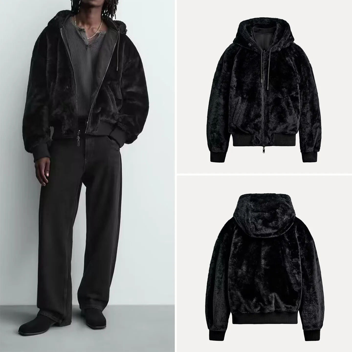 

Double-Sided Casual Jaet 2025 Autumn New Sle Men's Faion Simple Youth Zipper Sve Long Stand Fit Jeans Jaet