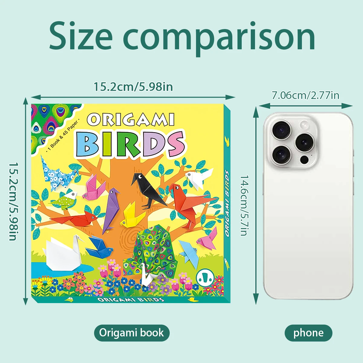 ชุดงานประดิษฐ์โอริกามิปี 2025: กระดาษสี 45 แผ่น + หนังสือสอนทำนกโอริกามิ - งานสร้างสรรค์ DIY สำหรับเด็ก