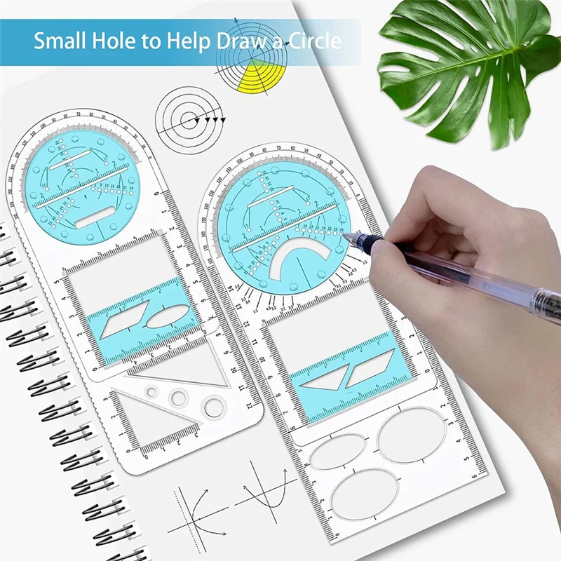 AED6-Multifunctional Geometric Ruler, Geometric Drawing Template, Measuring Tool Draft Rulers For School Office Building