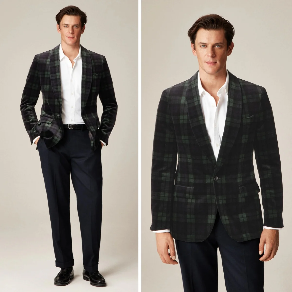 Modern Business Suits For Men Wedding Plaid Check One Button Jacket Pants 2 Pieces Groom Wedding Tuxedos Customized