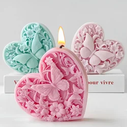 3D Relief Butterfly Flower Candle Making Tools Rose Heart Soap Silicone Molds Valentine’s Day Gift Chocolate Mould Wedding Decor