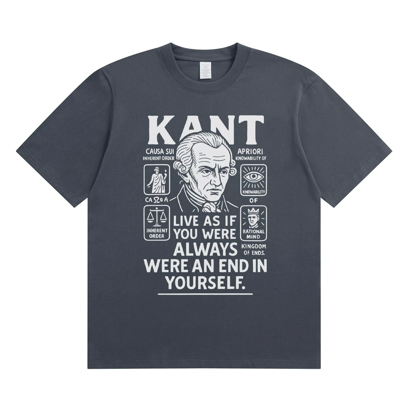 Kant Philosopher Quote Graphic Men Women T Shirt Vintage Philosophy Aesthetic Tee Unisex Cotton Streetwear Short Sleeve Tops