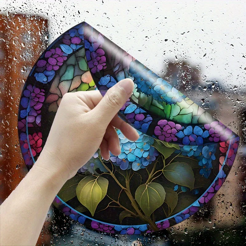 สติ๊กเกอร์ติดกระจกหน้าต่างกระจกลายดอกไฮเดรนเยียดอกไม้สีน้ำเงินม่วงสติกเกอร์ไฟฟ้าสถิตกันการชนติดสติกเกอร์ติดกระจกแบบคงที่ #38