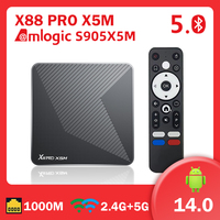 X88 PRO X5M TV BOX Android 14 4G 64G Amlogic S905X5M 1000M LAN AV1 BT 2.4G&5G Dual Wifi  Smart Video Media Player Set Top Box