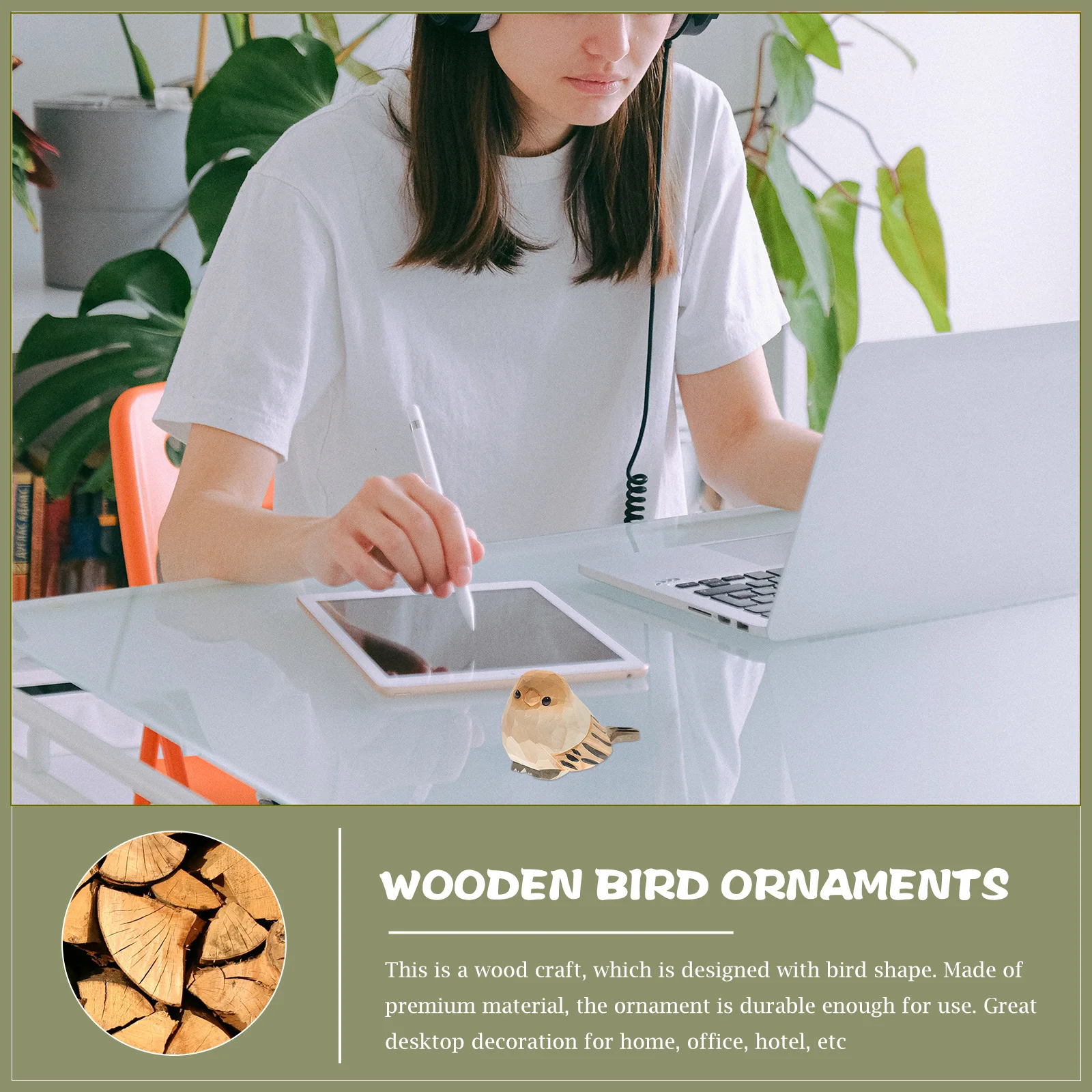 

Wood Carved Animal Ornament Easy Clean Delicate Small Bird Sculpture Bookshelf Display Cabinet Study 123 Wood Bird Figurine