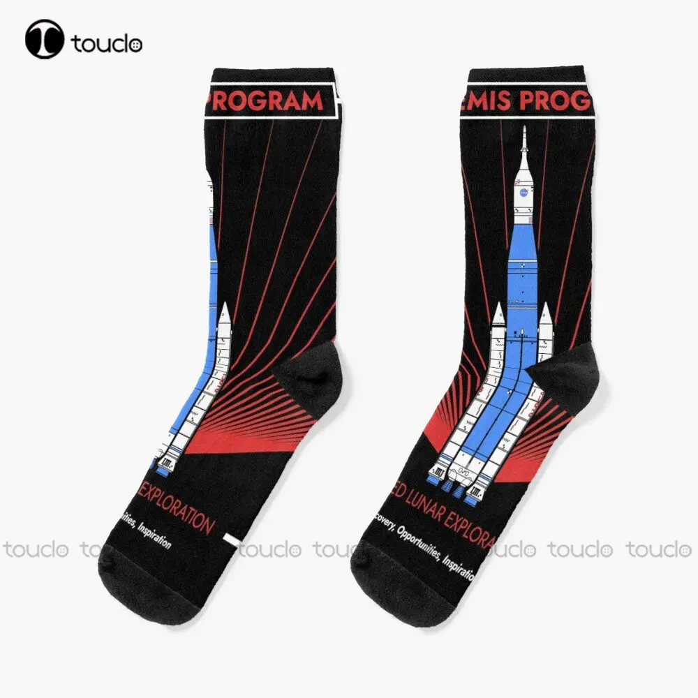 Artemis Program. Crewed Lunar Exploration (Pop) Socks Boys Football Socks Christmas New Year Gift Custom Gift Streetwear Funny