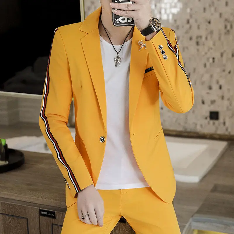 

Advanced Sensation Light Maturity Men's Suit Jacket Trendy Hair Stylist Small Suit Men's Fashion High End Combination Set