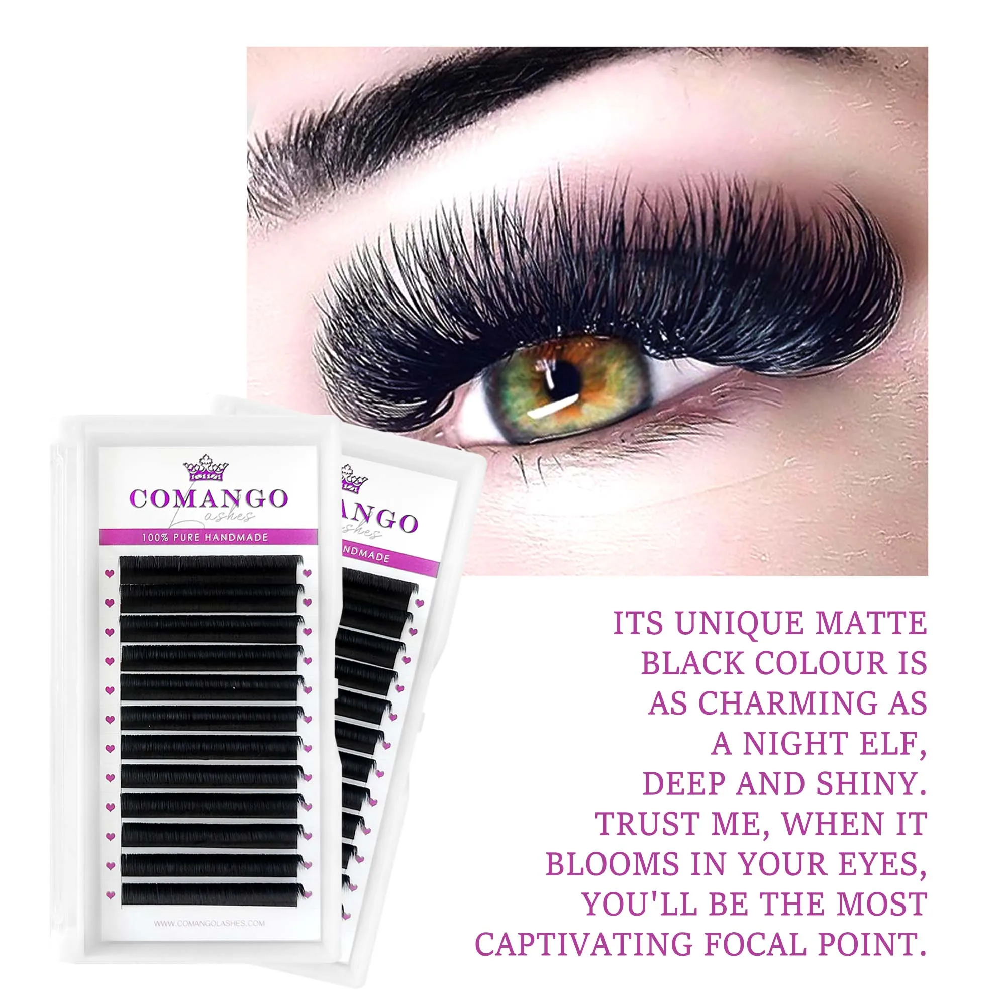 CoMango C/D/CC Curl Mega Volume Easy Fan Lash Extension Legendary Material Super Soft Matte Black Eyelash Extension