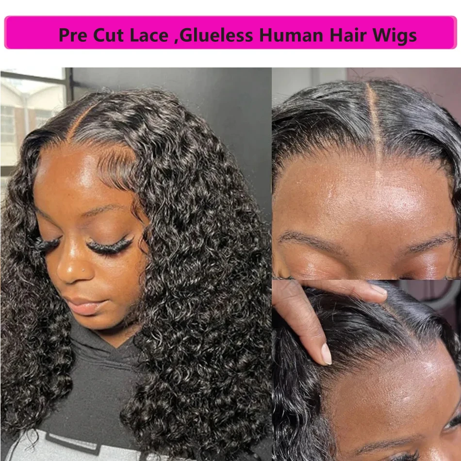 Glueless Wig Human Hair Deep Wave Frontal Wig 5x5 HD Lace Closure Wig Preplucked Glueless Human Hair Wig Ready to Wear Beliself