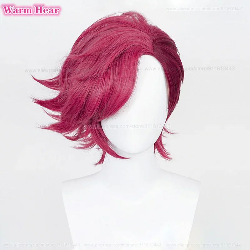 In Stock Arcane Vi Synthetic Game LOL Mixed Color Cosplay Anime Wig And Nose Ring Violet Heat Resistant Hair Party Wigs +Wig Cap