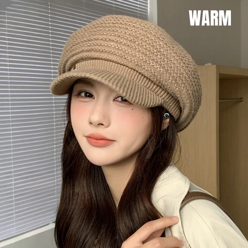 Autumn Winter Cap Cloud Plus Fleece Warm Knitted Hat Fashionable Hundreds Woolen Hat Big Head Circumference