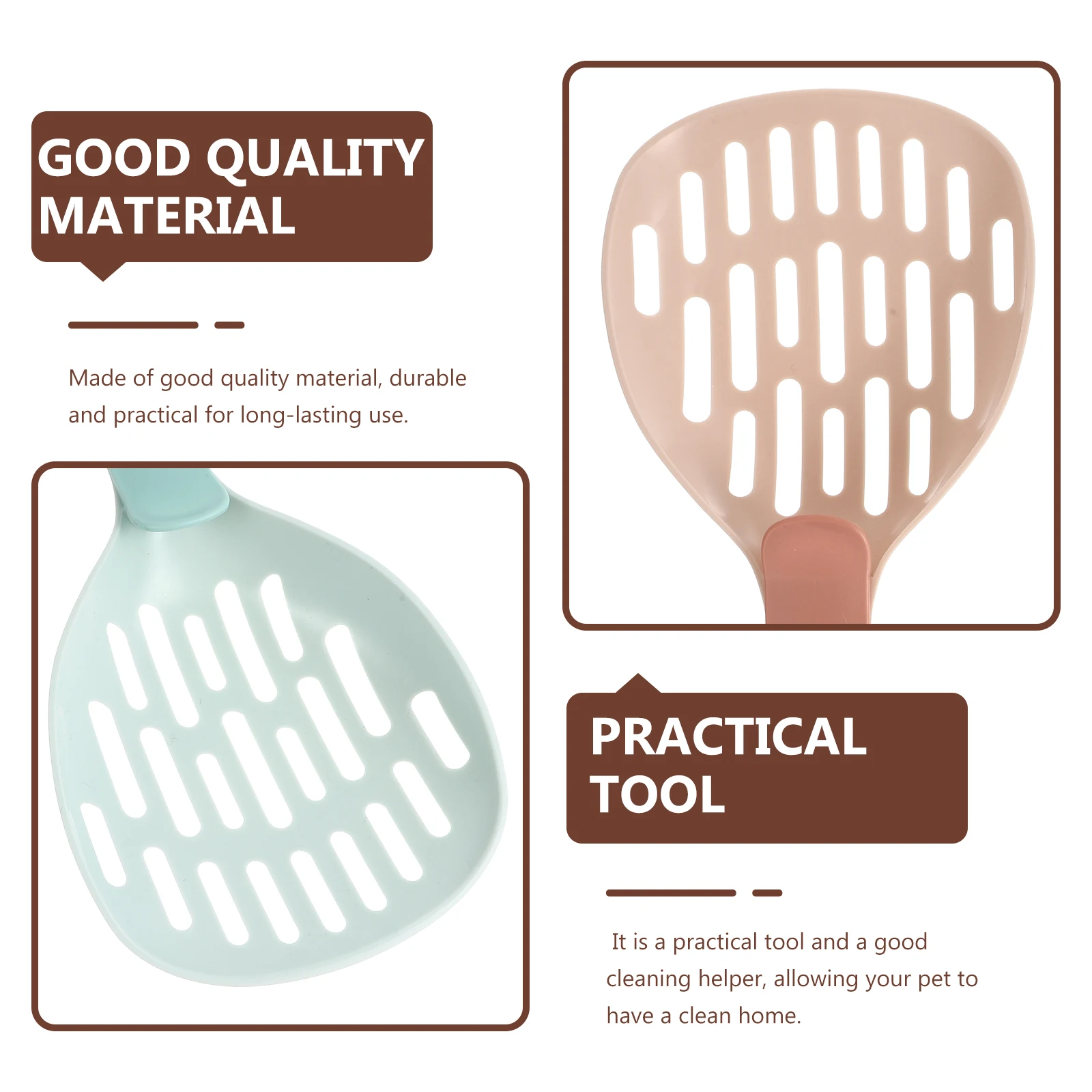 

2 Pcs Cat Litter Shovel Poop Scooper Hollow Pet Supplies Filter Cleaning Abs Shovels Plastic Convenient