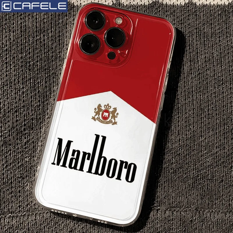 Fashion Phone Case For-M-Marlboros-iPhone 16 15 14 13 12 11 Mini Pro Max X XR XSMax 7 8 Plus Transparent Soft TPU Back Cover