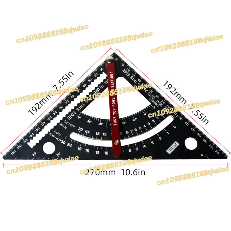 7 "movable ruler adjustable triangle scribing aluminum alloy angle woodworking aids imperial