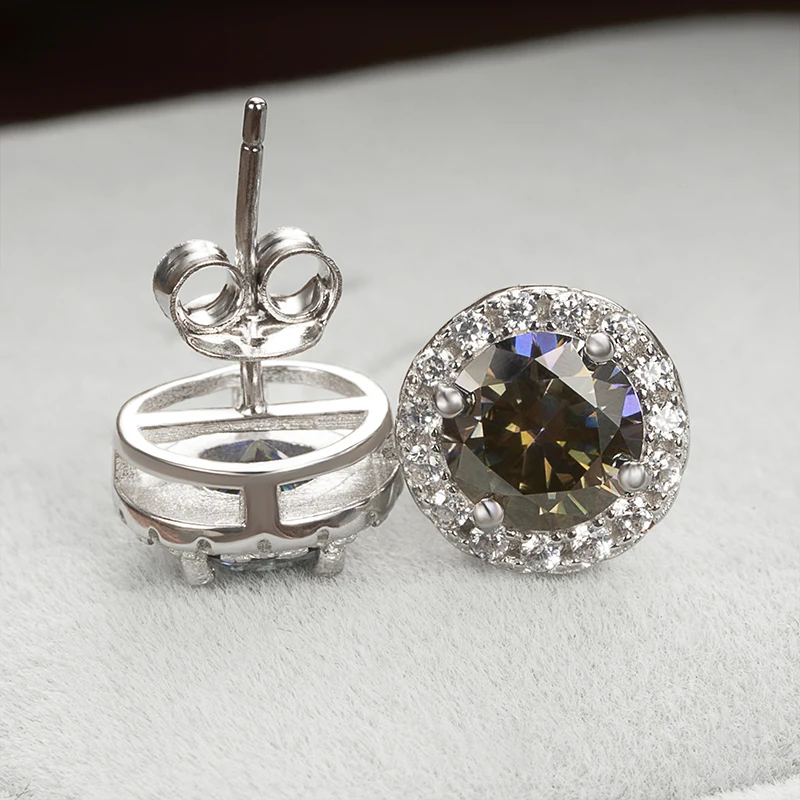 Joyce Kelly 6,5 mm 1 Karat bunte Moissanit-Ohrringe, Unisex, männlich, weiblich, S925-Sterlingsilber, funkelnder feiner Schmuck, Herren-Ohrstecker – Detail 14