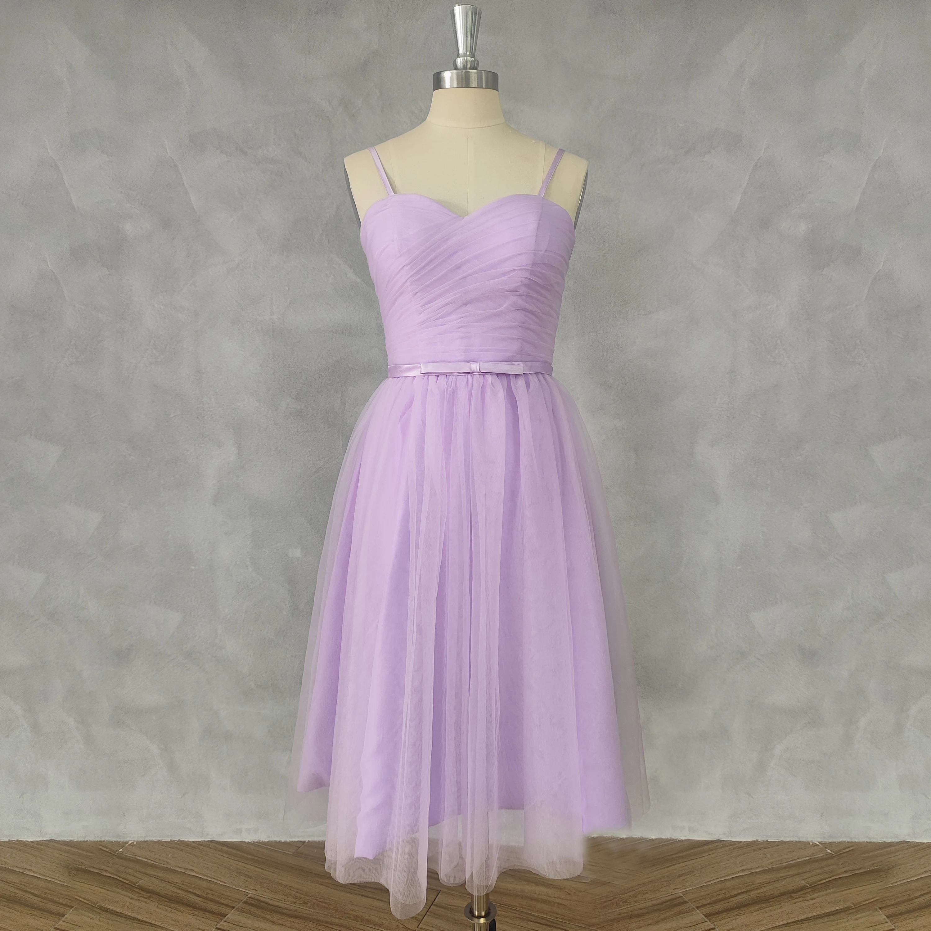 DIDEYTTAWL Real Photos Purple Sweetheart Sleeveless A-Line Prom Dress Zipper Back Pleats Tea-Length Evening Gown Custom Made