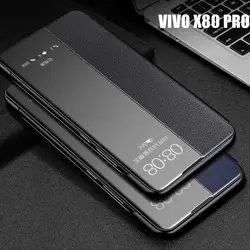 Fundas For vivo X80 Pro Clear Flip Leather Phone Case For VIVO X80 X70 Pro Plus X Note View Windows Full Protective Cover Coque