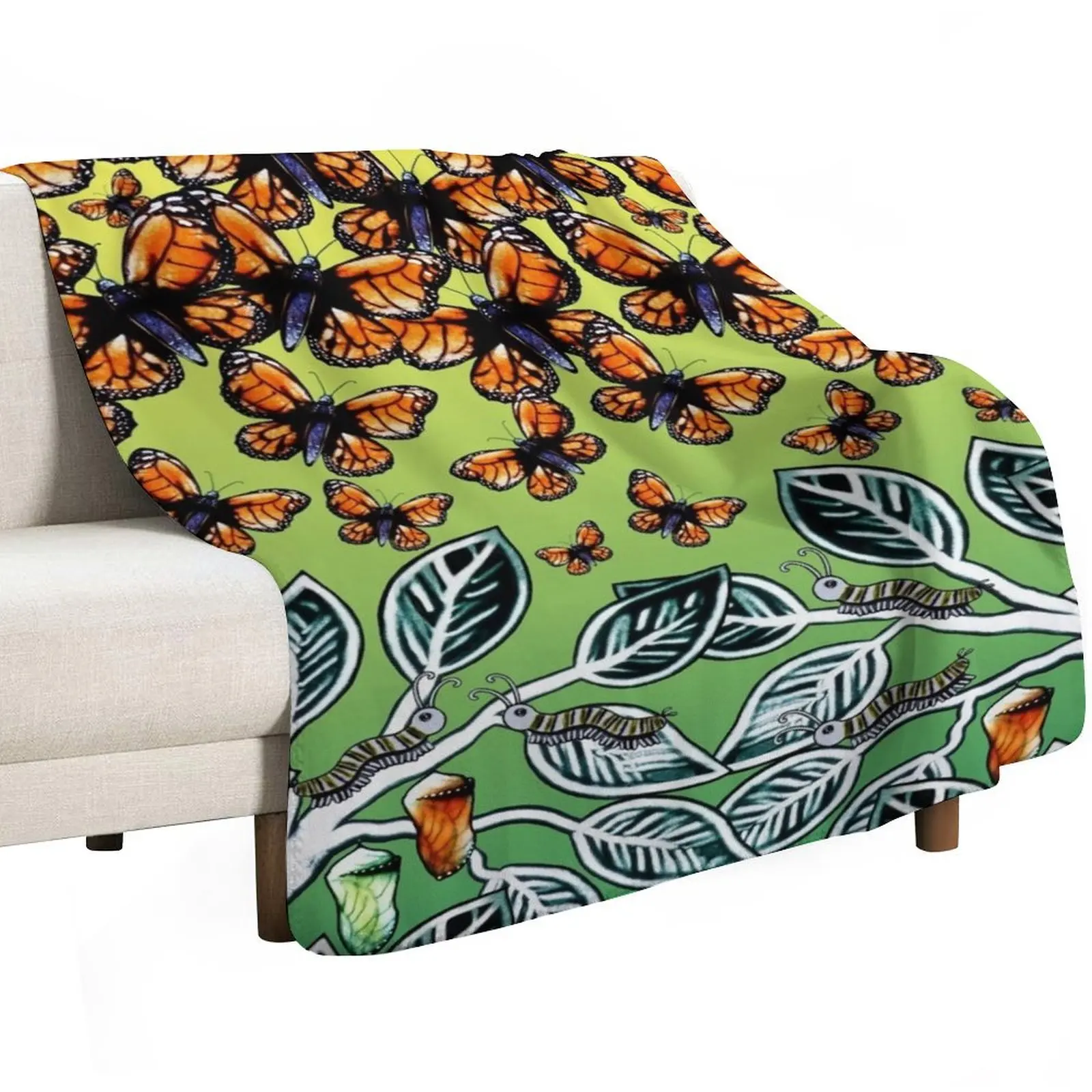 

Monarch Metamorphosis Sand Art Throw Blanket Soft Plaid halloween anime Blankets