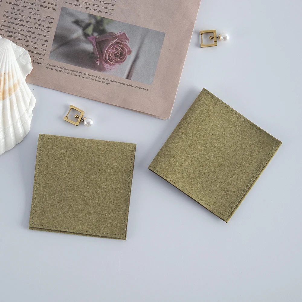 100 Green Microfiber Velvet Gift Bags 6x6cm 8x8cm 9x9cm Small Size Ring Earring Stud Jewelry Storage Pouches Luxury Makeup Sack view 4