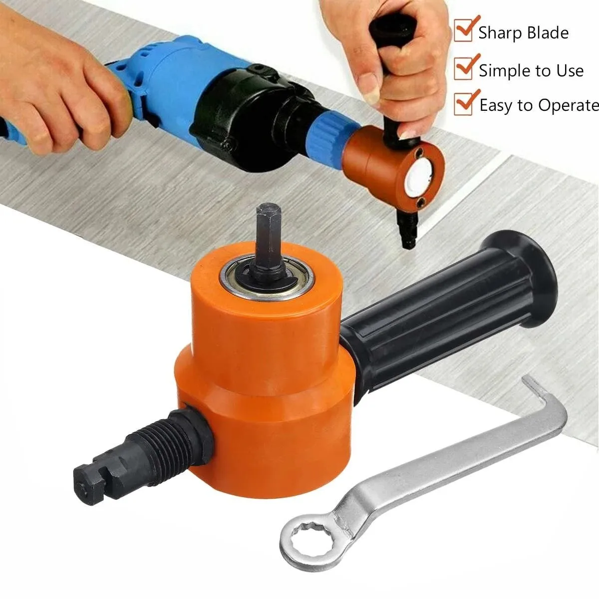Metal Sheet Cutter Double Head Iron Nibbler Cutting Power Tools Electric Drill Attachment Accessories