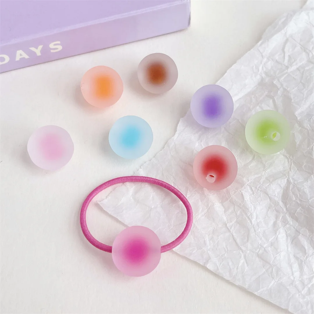 10PCS 16mm Acrylic Straight Hole Beads Two Tone Eraser Round Beads DIY Hair Accessory Hair Tie Loose Jewelry Findings