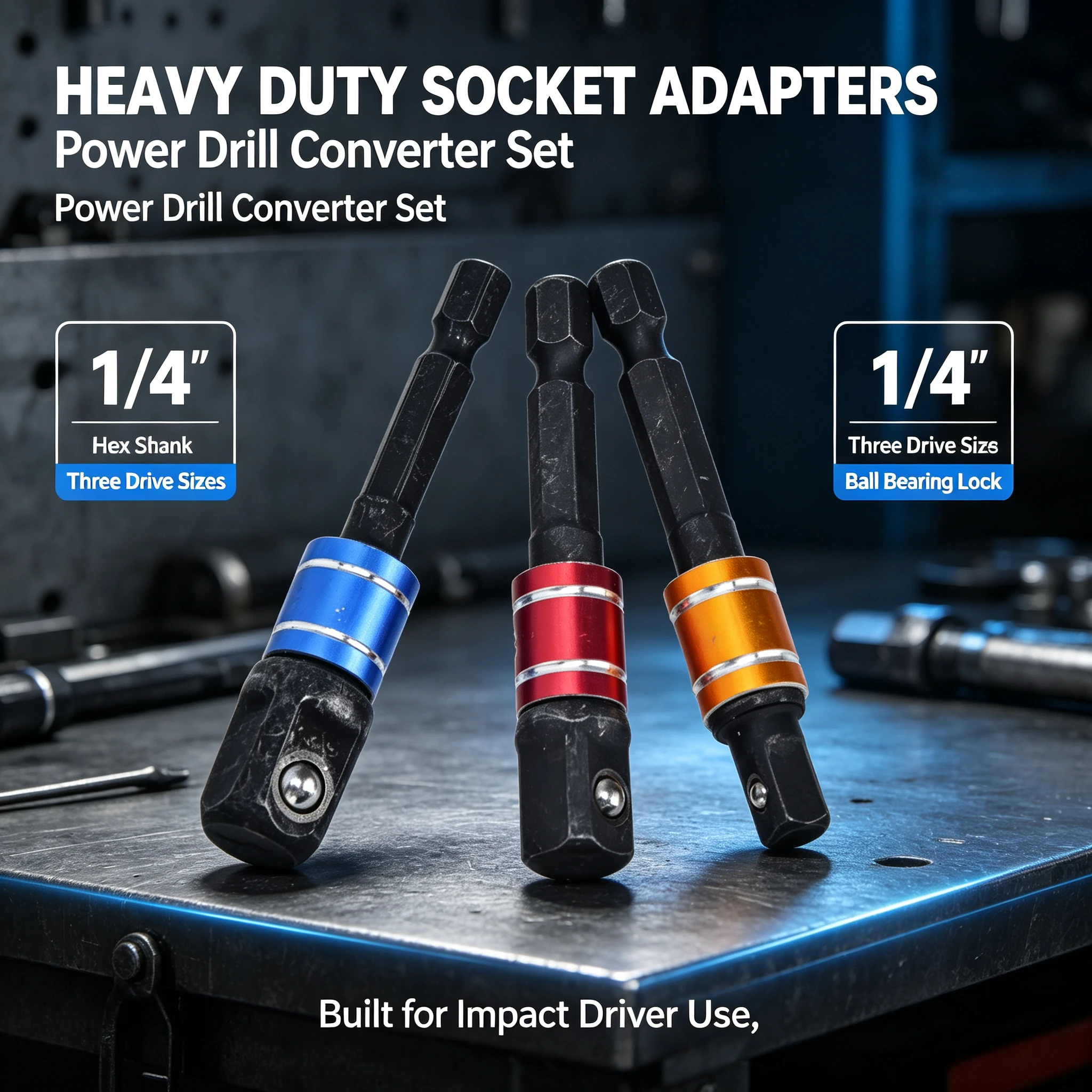 Drill Socket Hex Shank Socket Adapter Set Socket Adapter 1/4in Hex Shank  Head Extension Bit Tool Set Kit for Screwdriver