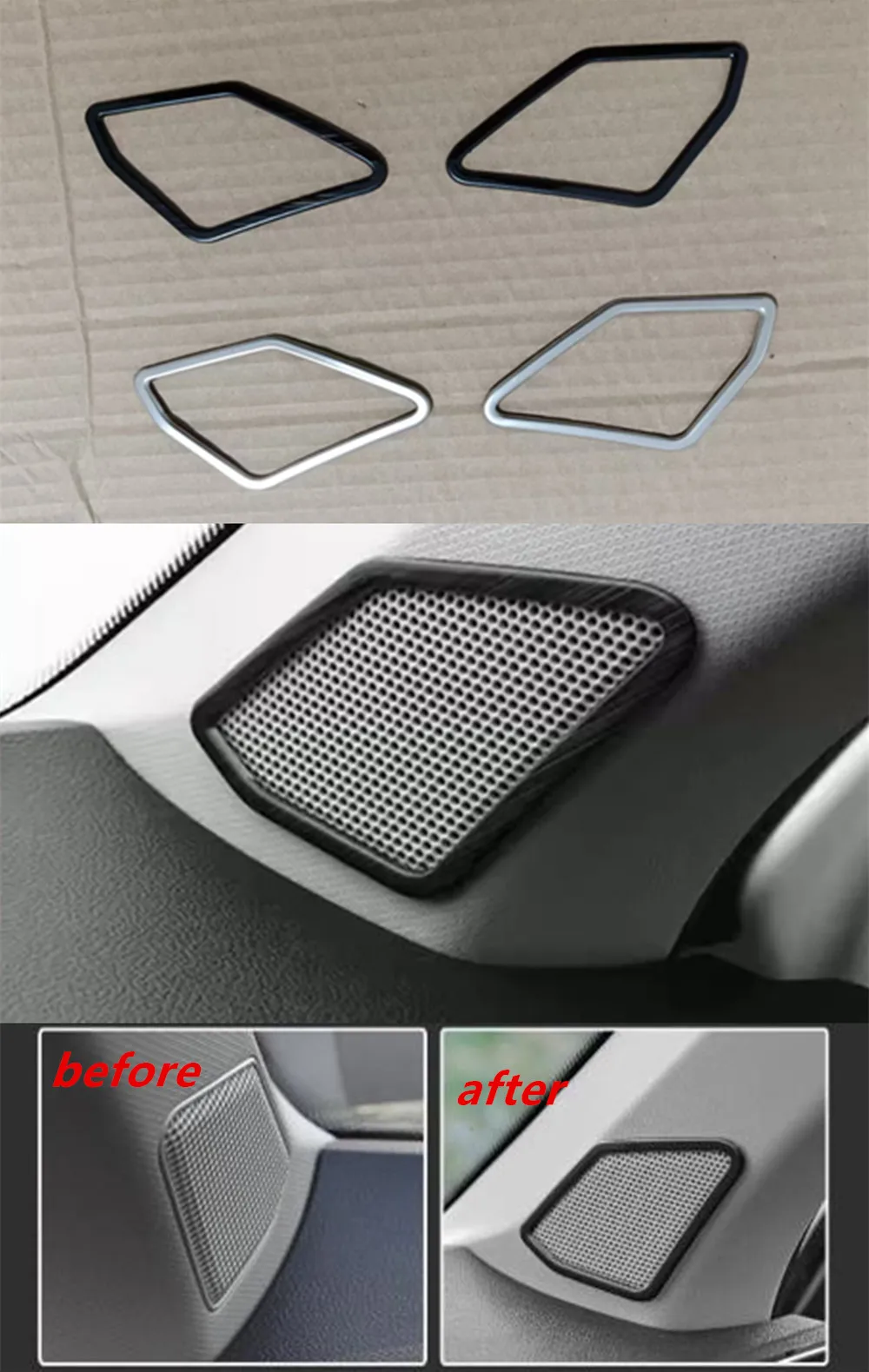 2Pcs/Set Stainless Steel Car Front A Pillar Speaker Cover Sticker for Volkswagen VW T-Roc T ROC 2017-2025 Car Accessories