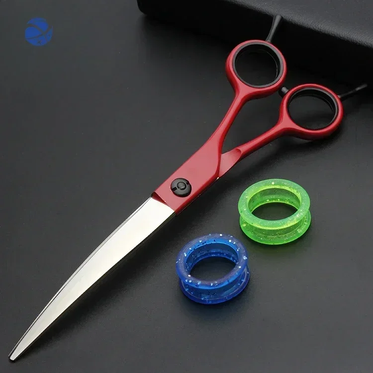 

7 inch stainless steel pet grooming scissors curved blade scissors dog cat shearing scissors barber