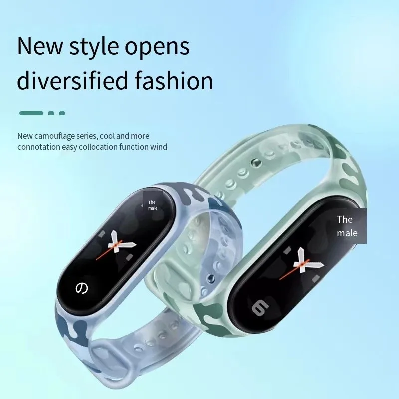 Xiaomi Mi バンド 3 4 5 6 7 透明迷彩シリコン時計バンドストラップ