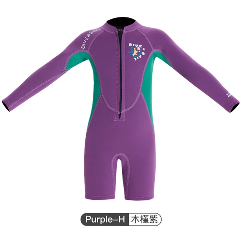 Imagen 2 del producto Trajes de neopreno de 2,5mm para niños, traje de baño de manga larga/corta para surf, natación y buceo, mantiene el calor en agua fría
