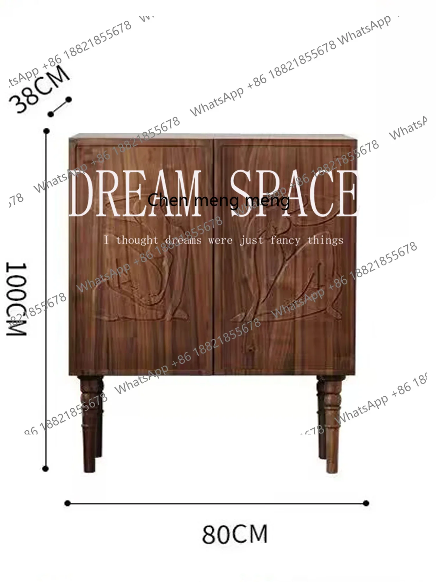 Vintage Style Solid Wood Relief 2-Door 4-Door Sideboard Cabinet Living Room Storage Cabinet Entrance Decoration Console Cabinet