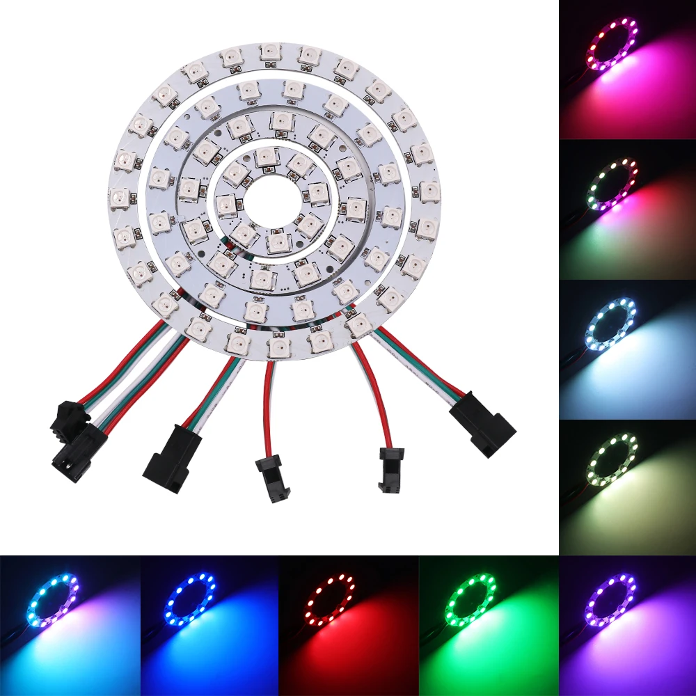 WS2812B RGB Dream Color LED Ring 8 16 24 48 241 Pixels Round Modules SK6812 5050 Built-in RGB Addressable 5V LED Circle Ring