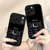 1pc Old Nokia Keypad Phone Case TPU Cute Eye Ladder For IPhone 17 16 15 14 13 Air Pro Max 11 12 Plus Black Silicone Cover