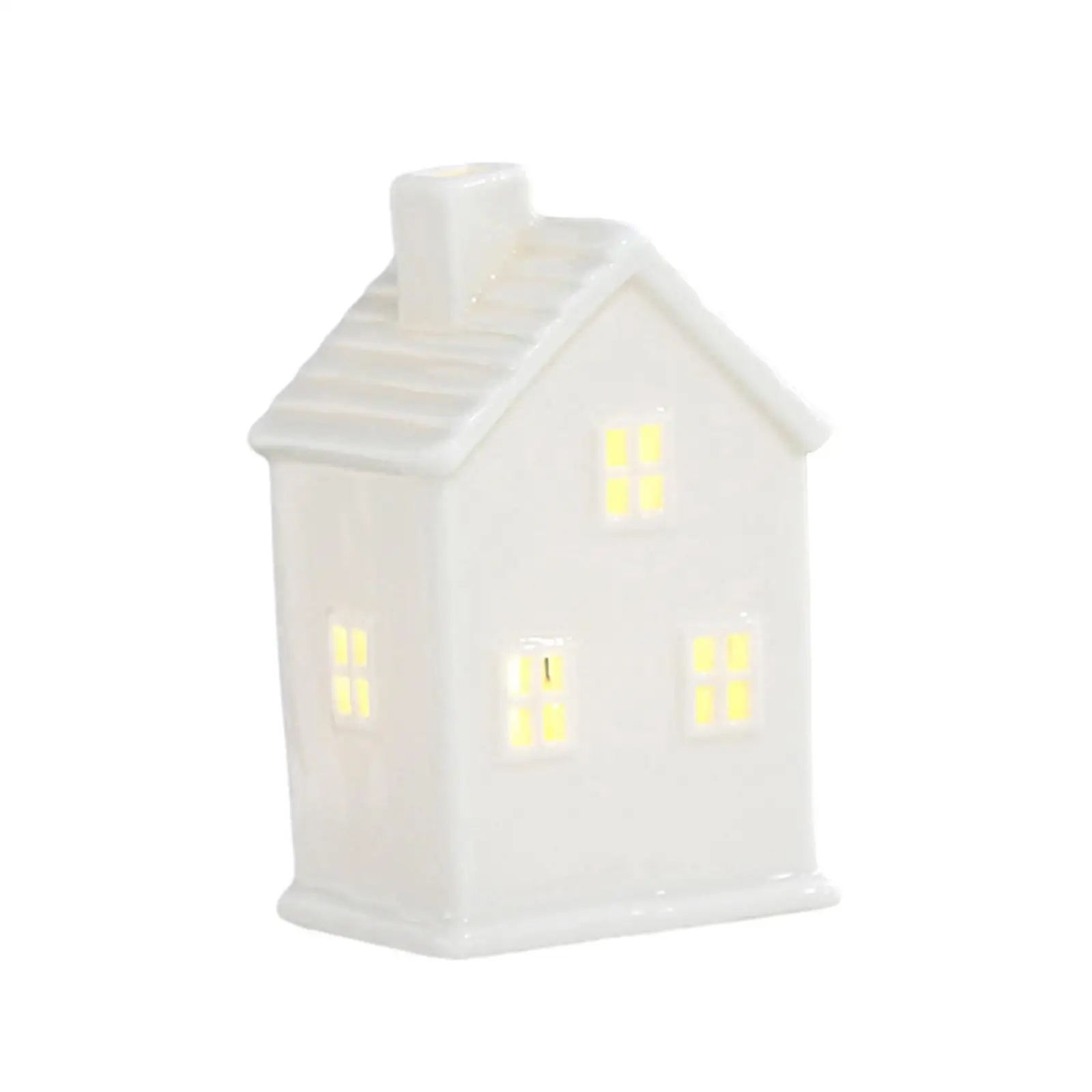 Ceramic House with LED Desktop LED Night Lamp for Hallway Bedroom Bathroom