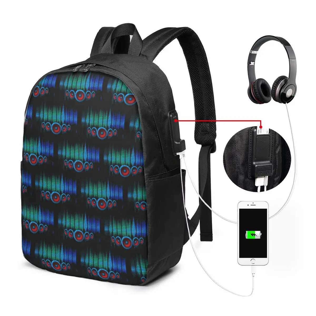 LED Sound System Colorful Backpack Travel Notebook Bag Computer College Student School Bag Laptop Shoulder Bags for Men Women