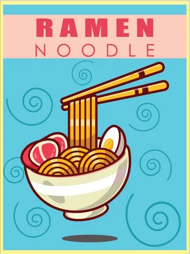 Metal plaque vintage retro style Ramen Noodle Bowl Classic tin door sign Food