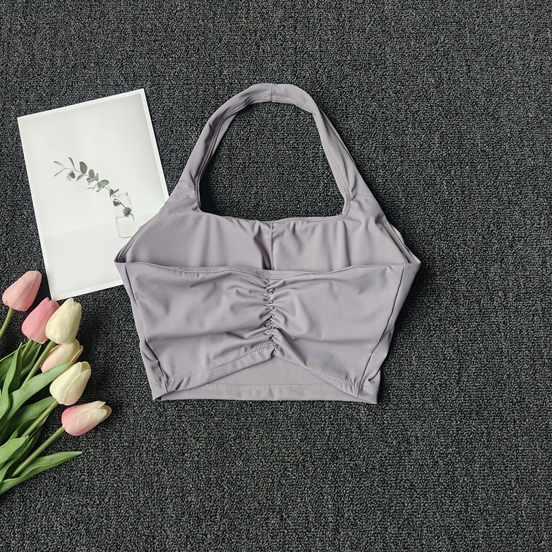 Halter Neck Sports Vest Chest Pads Shockproof Gathering Quick-Drying Fitness Yoga Top Beautiful Back Design Women's Underwe image 5