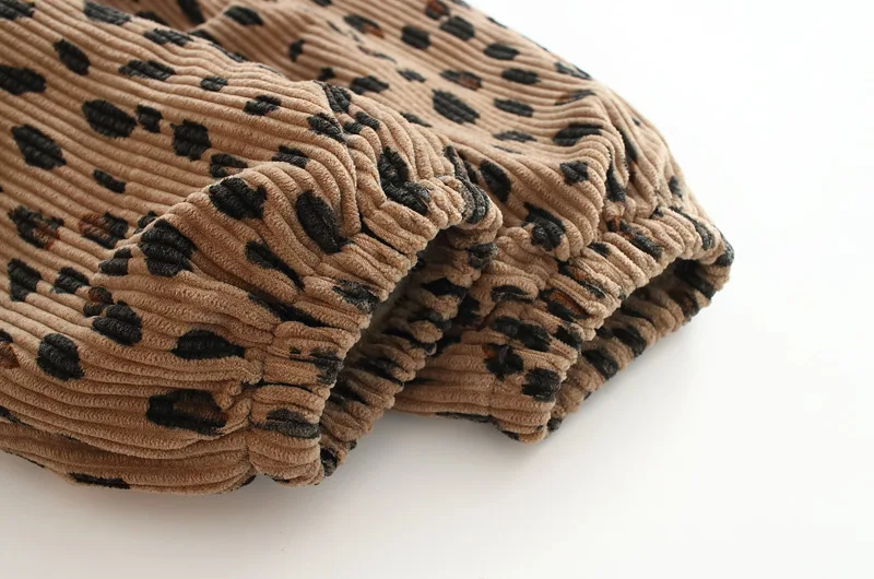 Koreanischer Stil Kleinkind Mädchen Cord Haremshose 1-8Y Leoparden-Blumendruck Herbst Winter gefütterte oder dünne Freizeithose – Detail 13