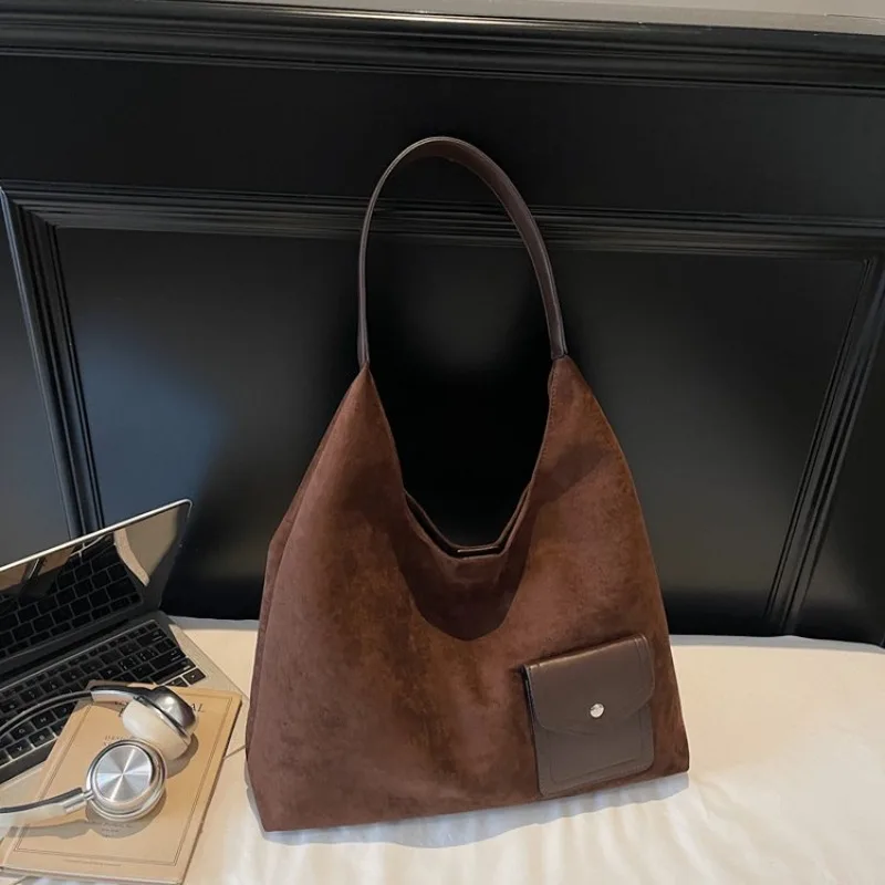 

Simple Chic Vintage Diaper Bags For Women Classic Leather Shoulder Bag Minimalist Commuter Bag Trendy Solid Color Designer