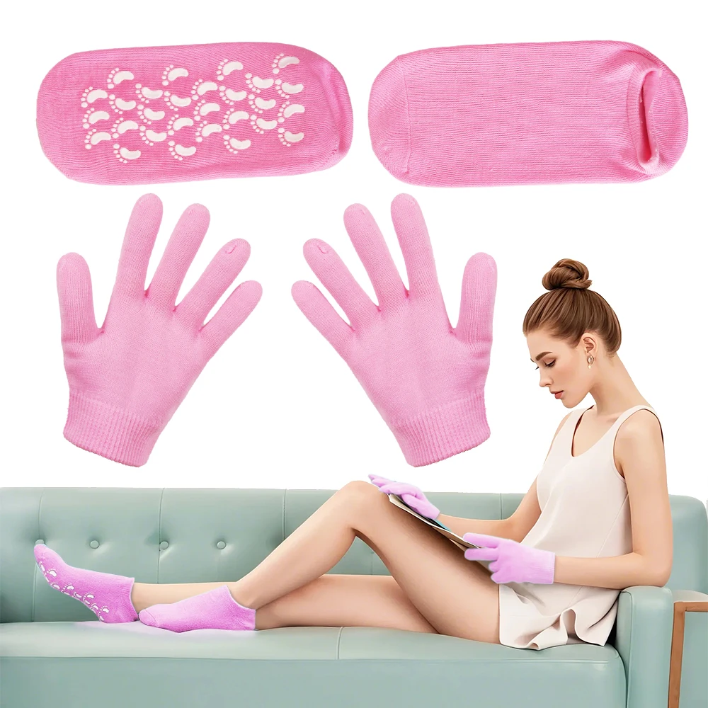 5 pairs, moisturizing gloves and socks, hand and foot skin care gel hydrotherapy moisturizing treatment socks and gloves