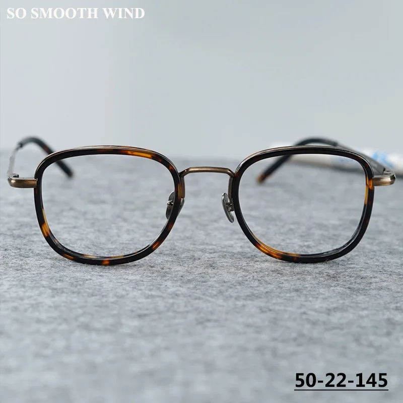 Japanese Square Handmade Eyeglasses Big Frame Men Women Ultralight Designer Spectacles Vintage Carved Glasses High-end Eyewear