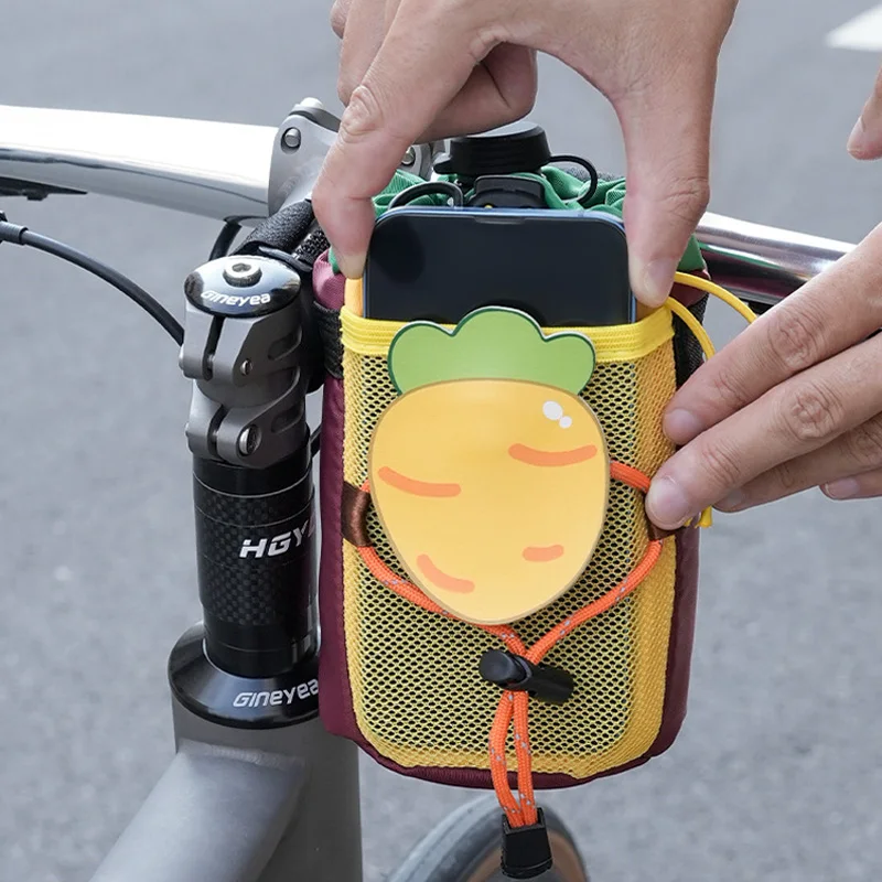 Cycling water bottle carrot bag Front Handlebar Storage Bicycle Bag Bike Basket Electric Vehicle Parts Multi-Use Cup Pouch