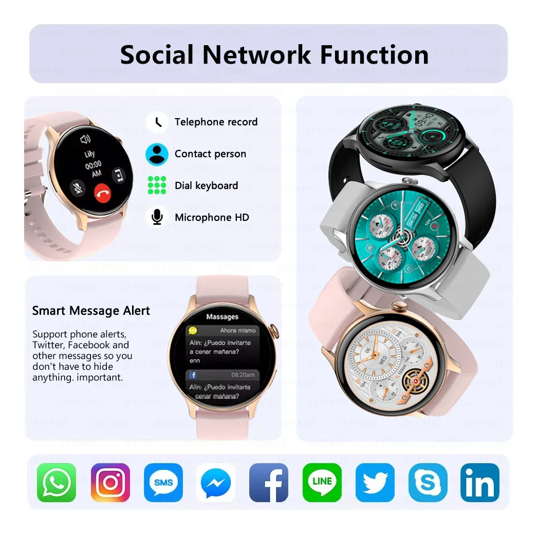 2024 Dla Huawei Xiaomi NFC Smart Watch Women 466 * 466 HD Voice Bluetooth Call Heart Rate Sports Health Tracker Ladies Smartwatch